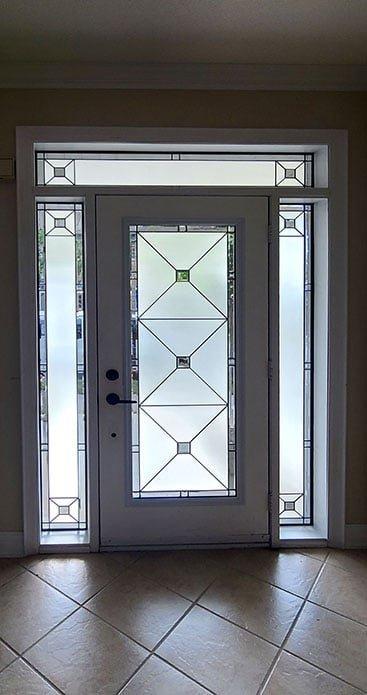 Cubix geometric diamond grid stained glass install